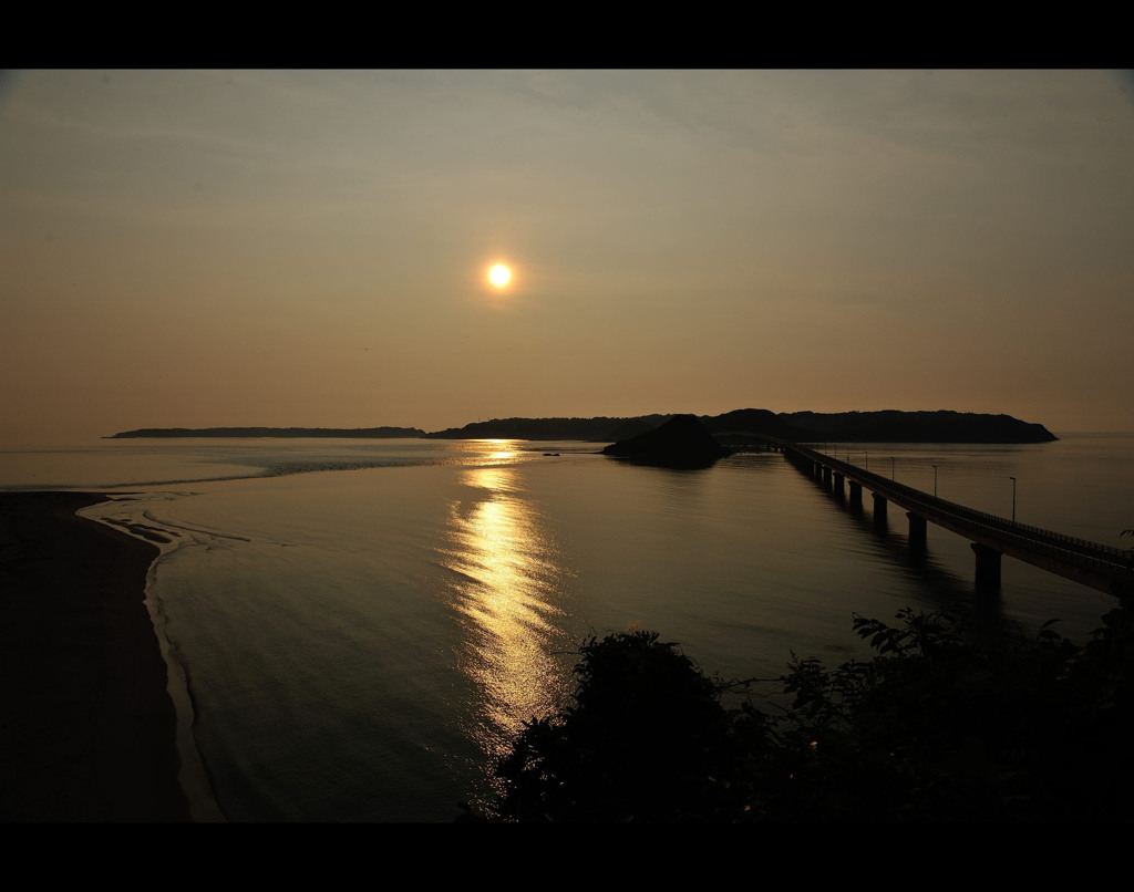 角島大橋と夕景