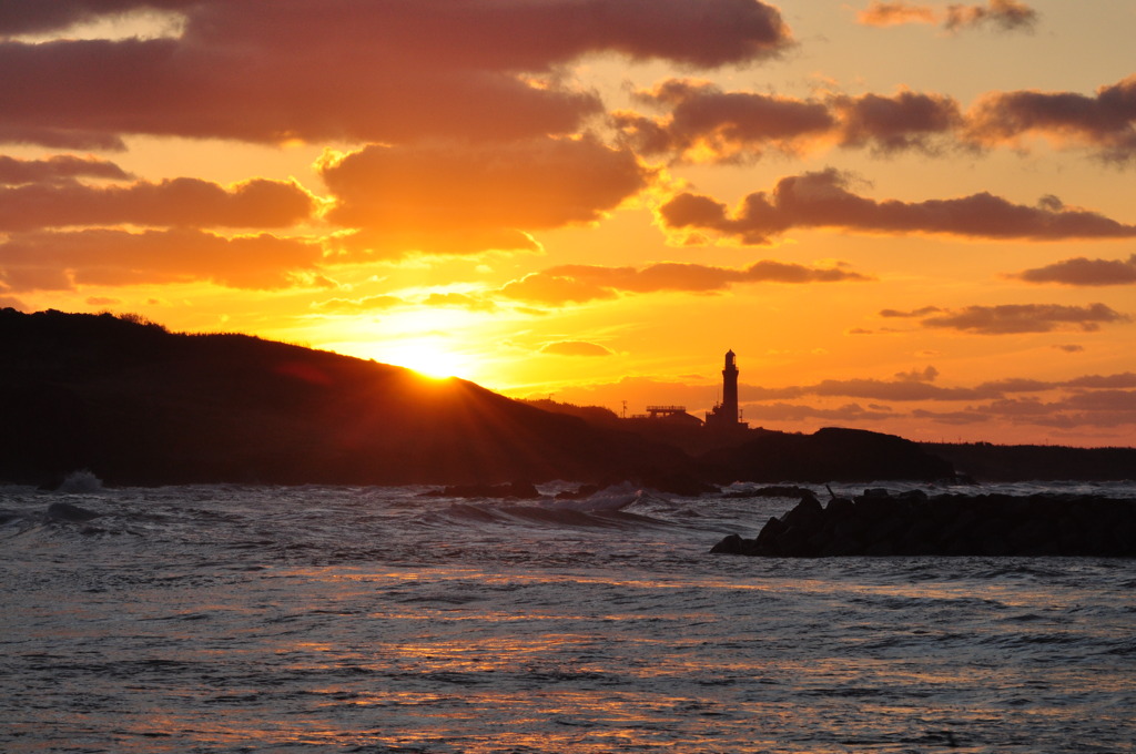 島の夕景
