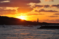 島の夕景