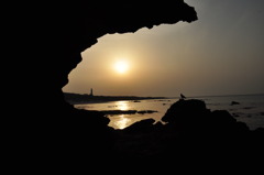 灯台と夕日