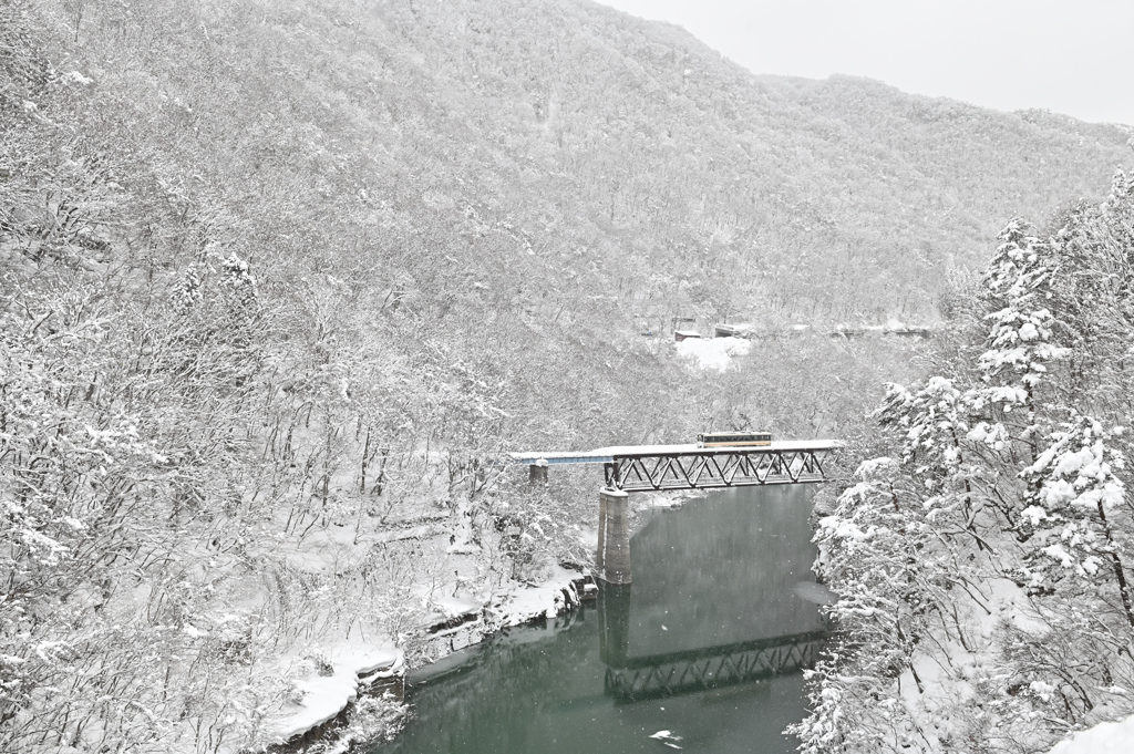 会津鉄道　冬景色