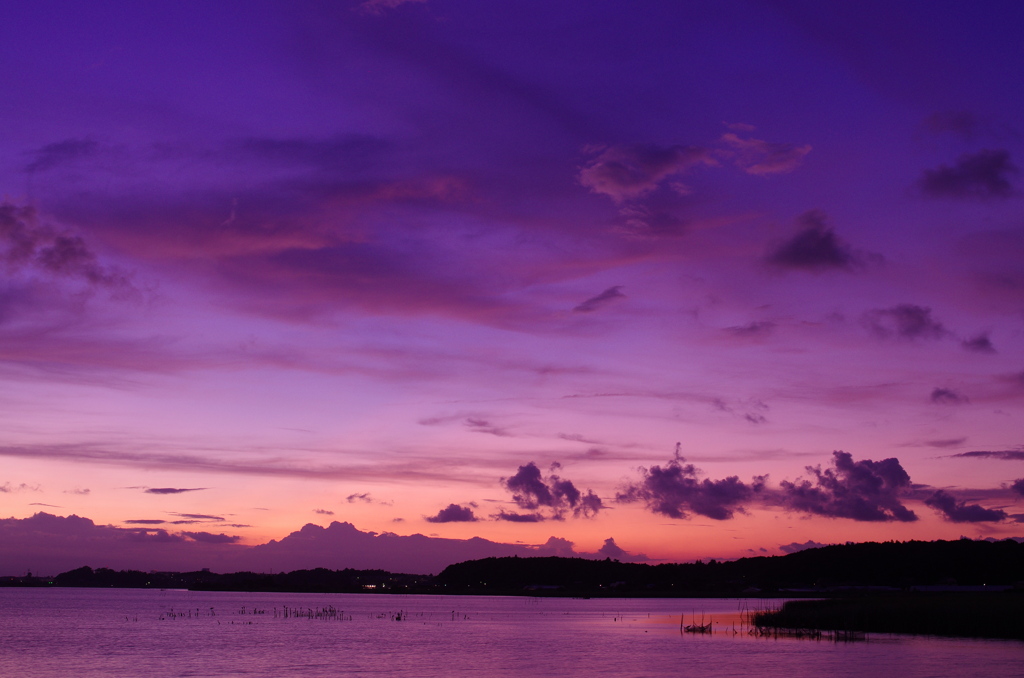 手賀沼の夕暮れ