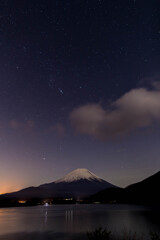 富士山と星