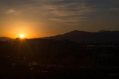 横浜にある高尾山からの夕焼け