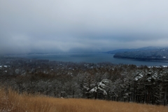 蒸気霧の山中湖