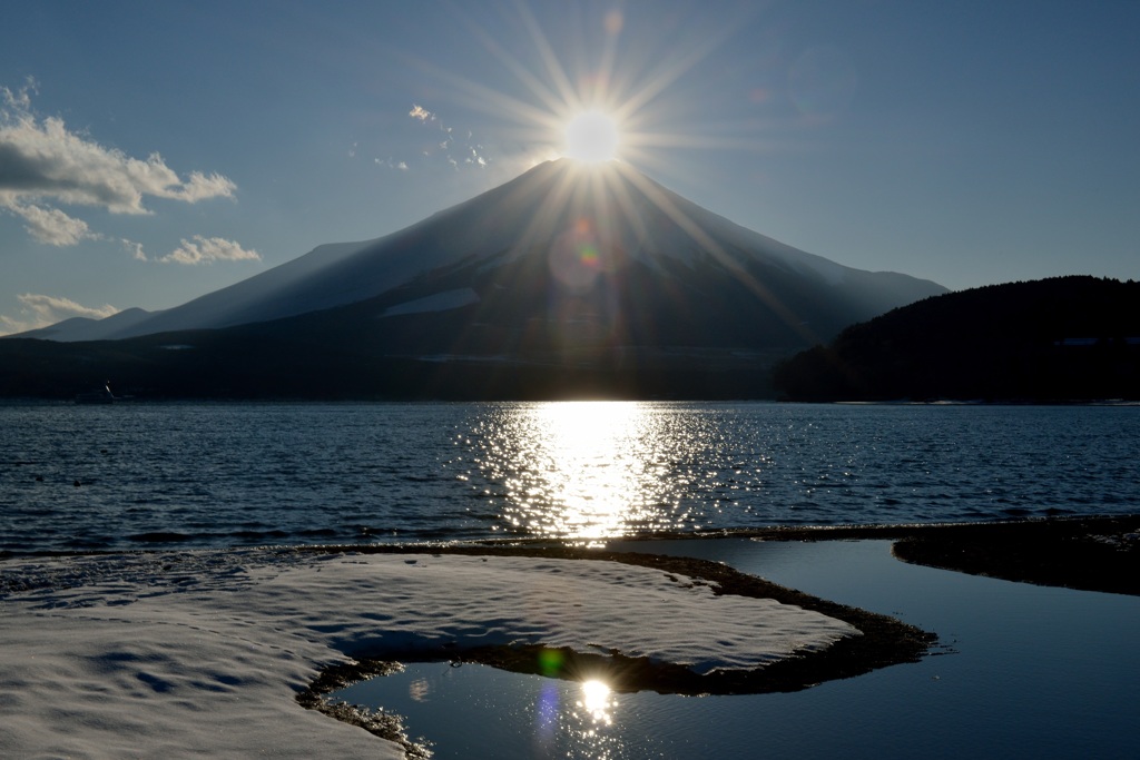 水面にも輝きを残し春を待つ