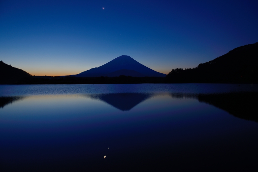 Crescent Moon in the Blue Morning