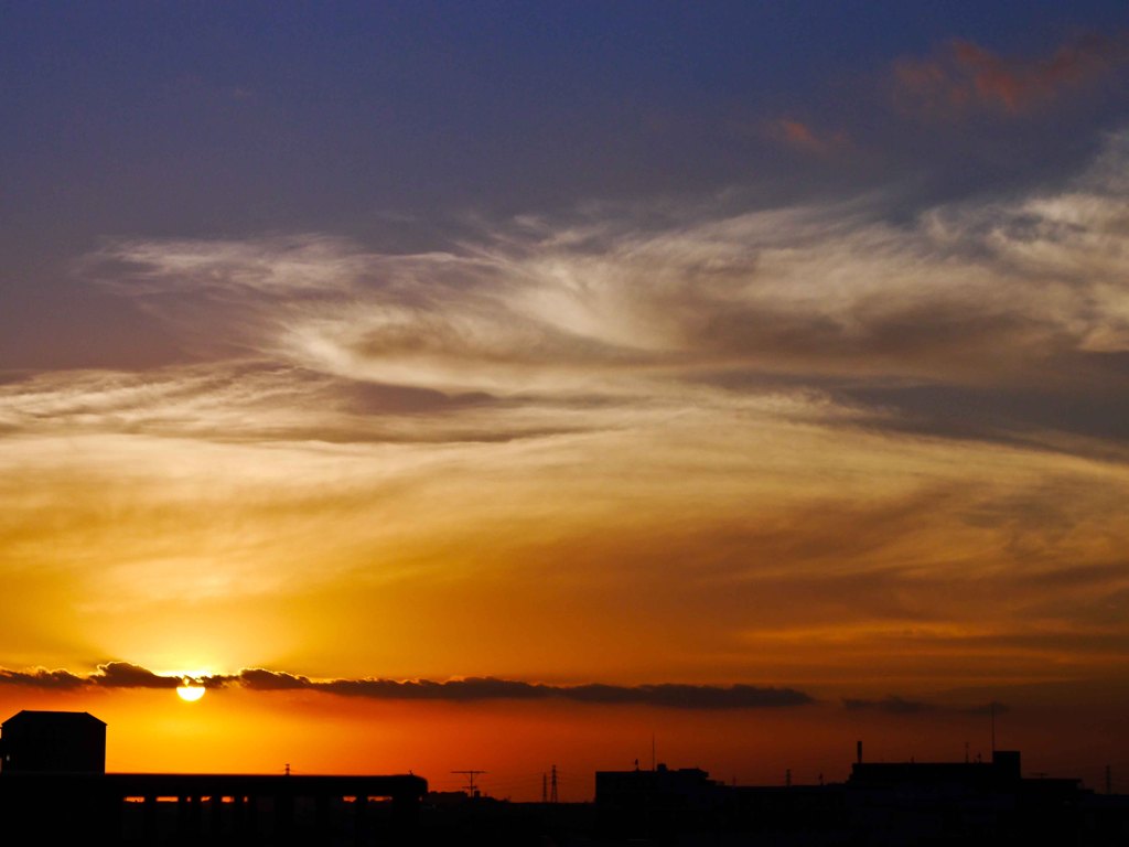 まちの夕日