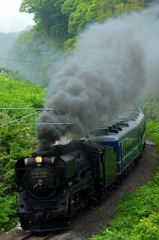 一生懸命、坂を登ります。試9652レ　D51-498＋12系6B
