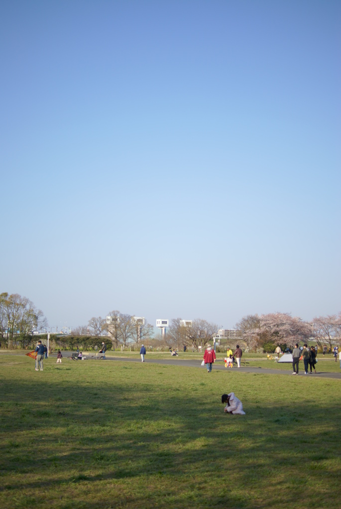 青い空の下