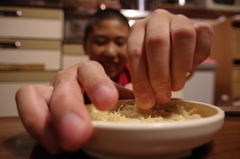 釜揚げうどんの準備