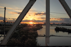 赤川鉄橋からの夕陽