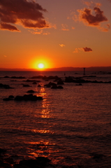 吸い込まれる夕日