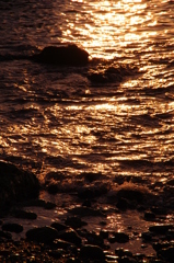 夕日が照らす海