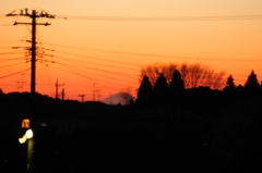 夕景：自宅からの富士