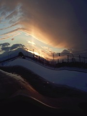 夕陽　ぐにゃり