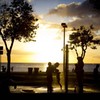Sunset family taking shower@Ala Moana Be