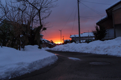 路地裏の夕日