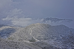 立雲峡から見る雪の竹田城