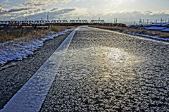 Icy footpath
