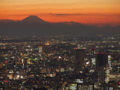 スカイデッキからの富士夕景