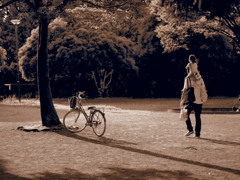 夕方の肩車