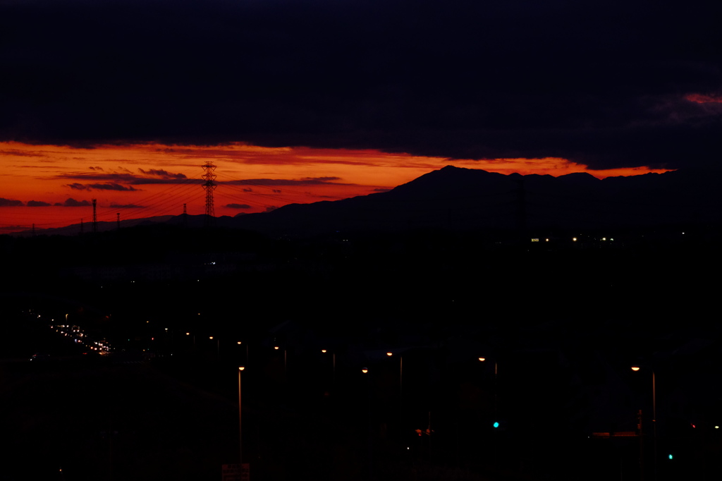 大山の夕焼け