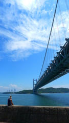 瀬戸大橋と釣人