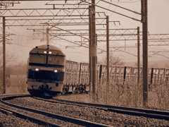 貨物列車は遅いから上手く撮れた。