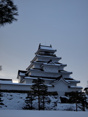 城の雪化粧。