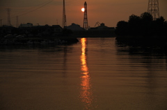 散歩道の夕日