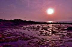 夕暮れの海岸