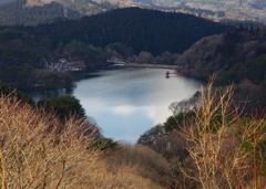 ダム湖を望む