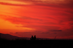 夕映えの二人