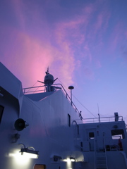 船上の夕日