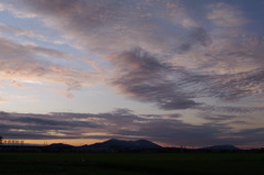 夕焼けと田んぼの帰り道。