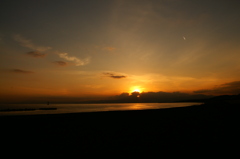 湘南海岸の夕日