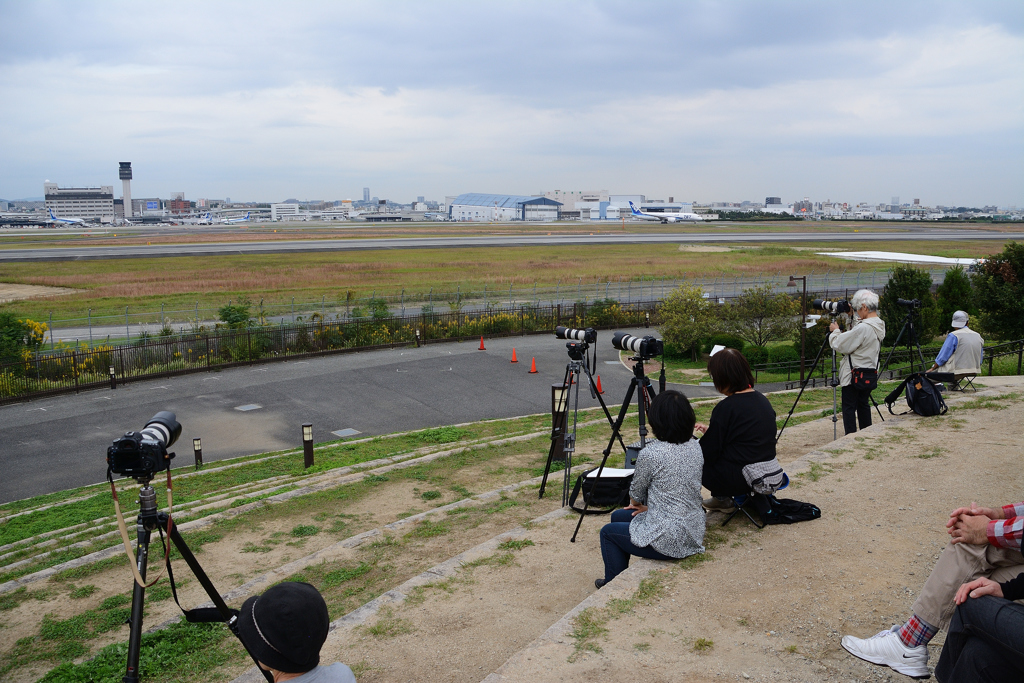 飛行機を撮る写ガールさん