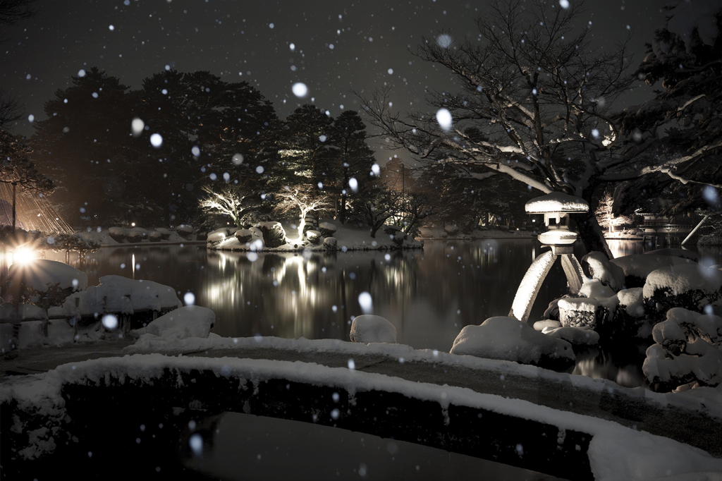 名園の雪