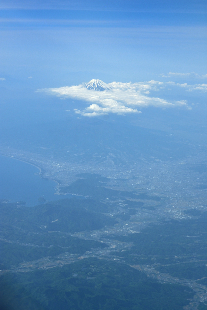 機内から見た富士山