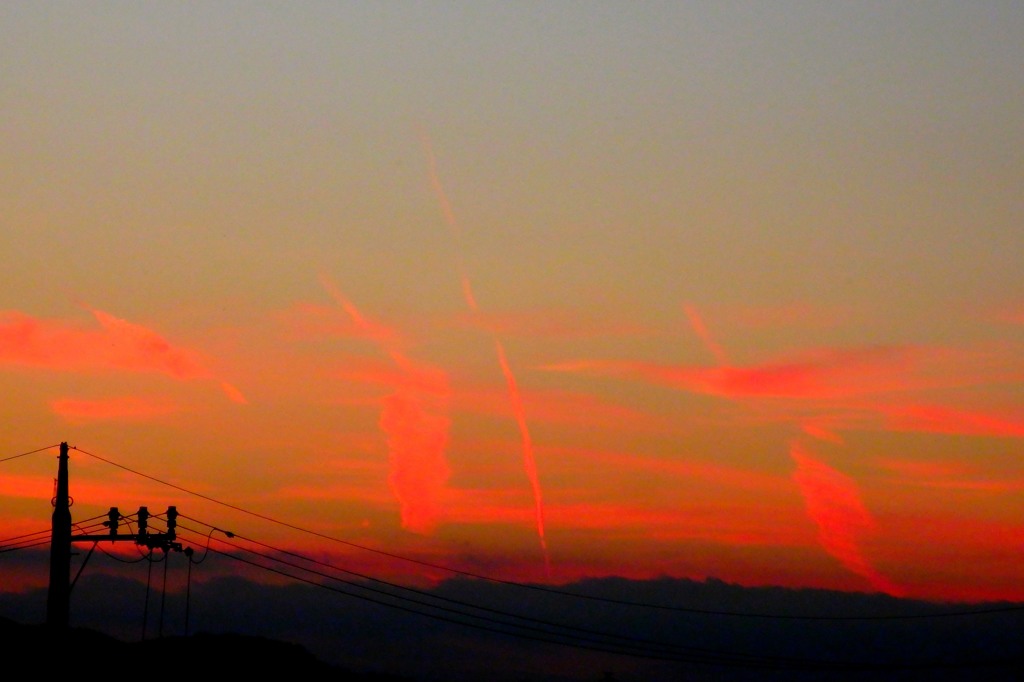 縦雲の夕焼け
