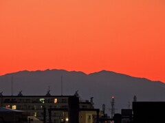 夕陽の山稜