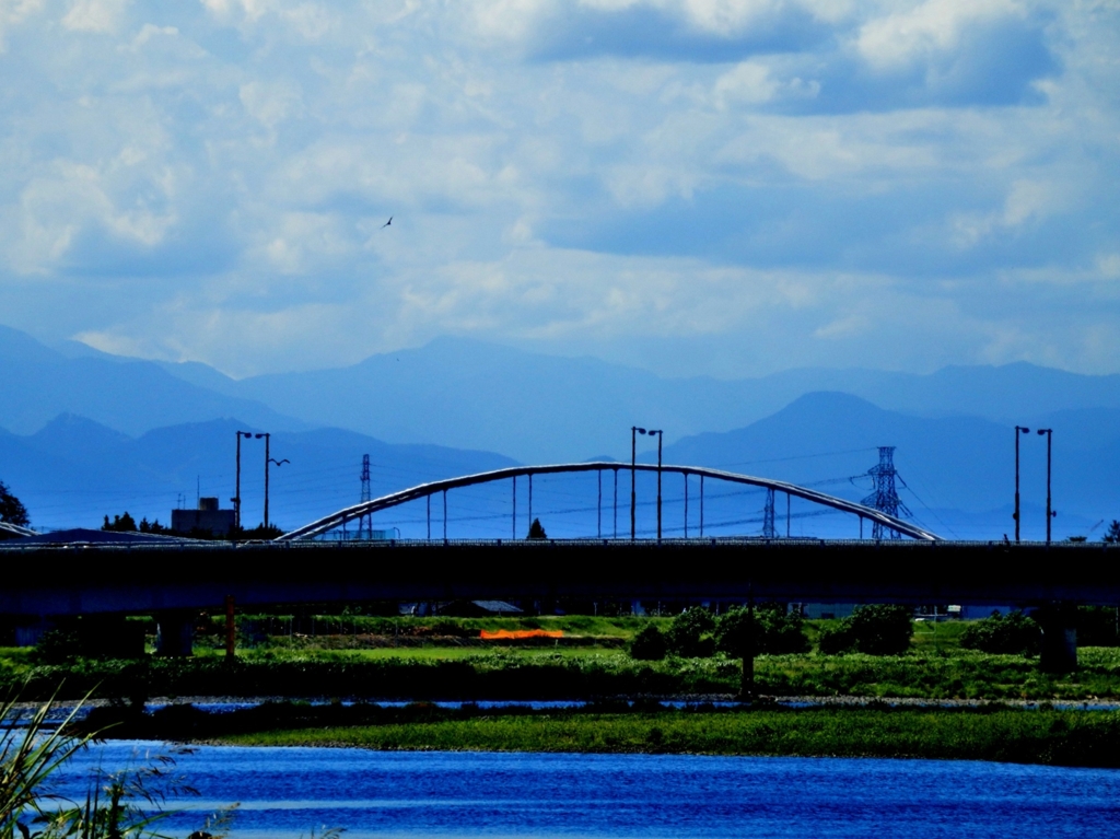 多摩川河畔から望む丹沢山系