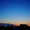 月と金星と南武線の夕べ