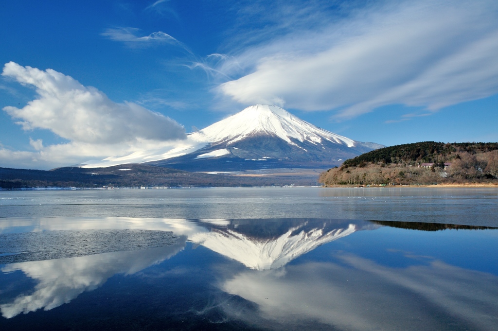 冬晴れの白き富士