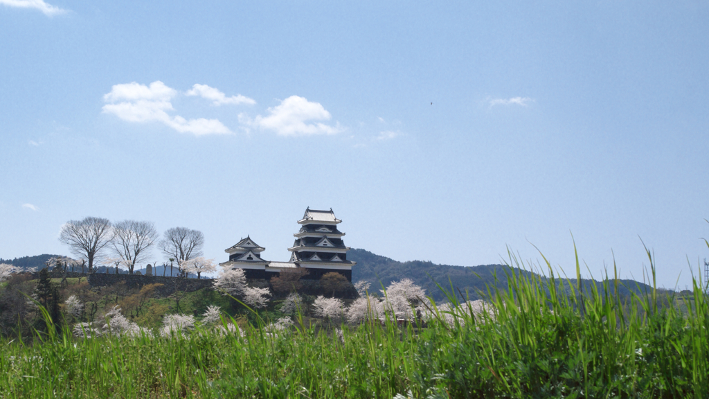 春に座る城