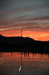 深日漁港からの夕陽