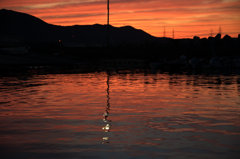 深日漁港からの夕陽
