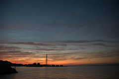深日漁港からの夕陽