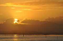 浜名湖に沈む太陽